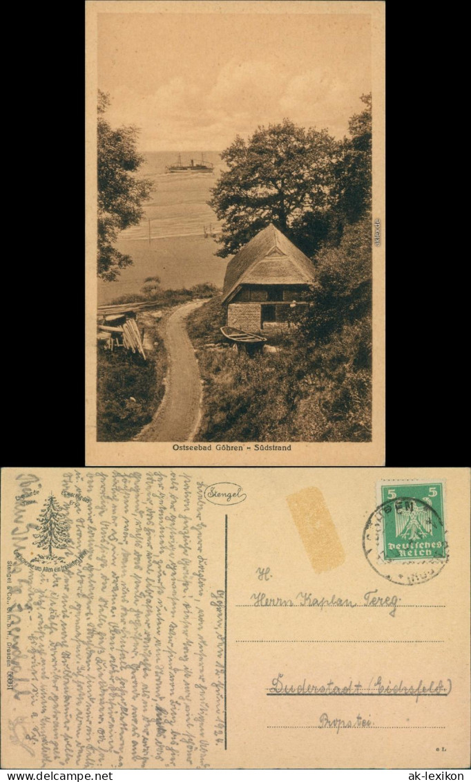 Ansichtskarte Göhren (Rügen) Südstrand - Fischerhaus 1923  - Goehren
