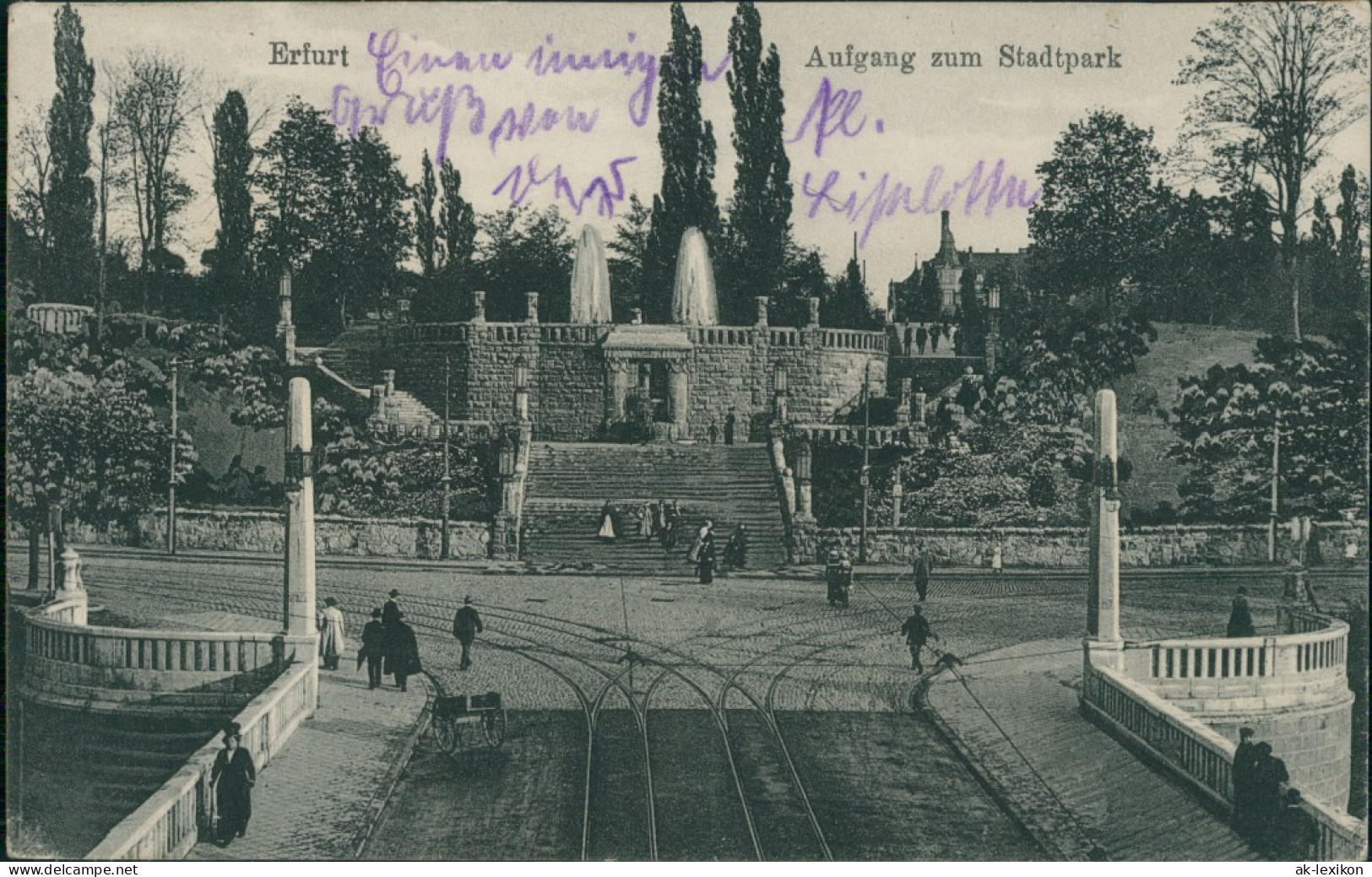 Ansichtskarte Erfurt Straßenpartie - Aufgang Zum Stadtpark 1918  - Erfurt