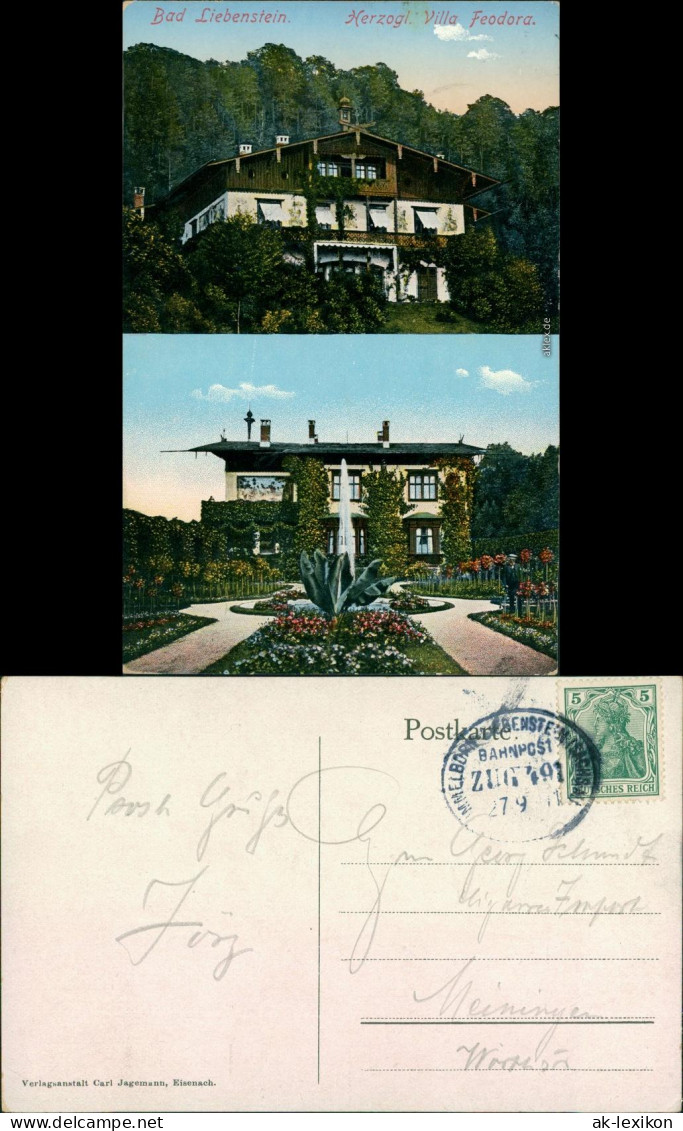 Ansichtskarte Bad Liebenstein 2 Bild Villa Feodora 1911  - Bad Liebenstein