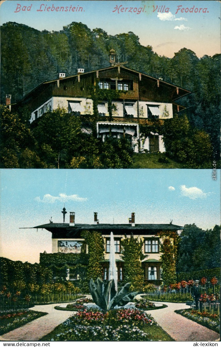 Ansichtskarte Bad Liebenstein 2 Bild Villa Feodora 1911  - Bad Liebenstein