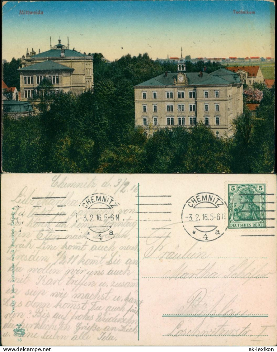 Ansichtskarte Mittweida Technikum 1916  - Mittweida