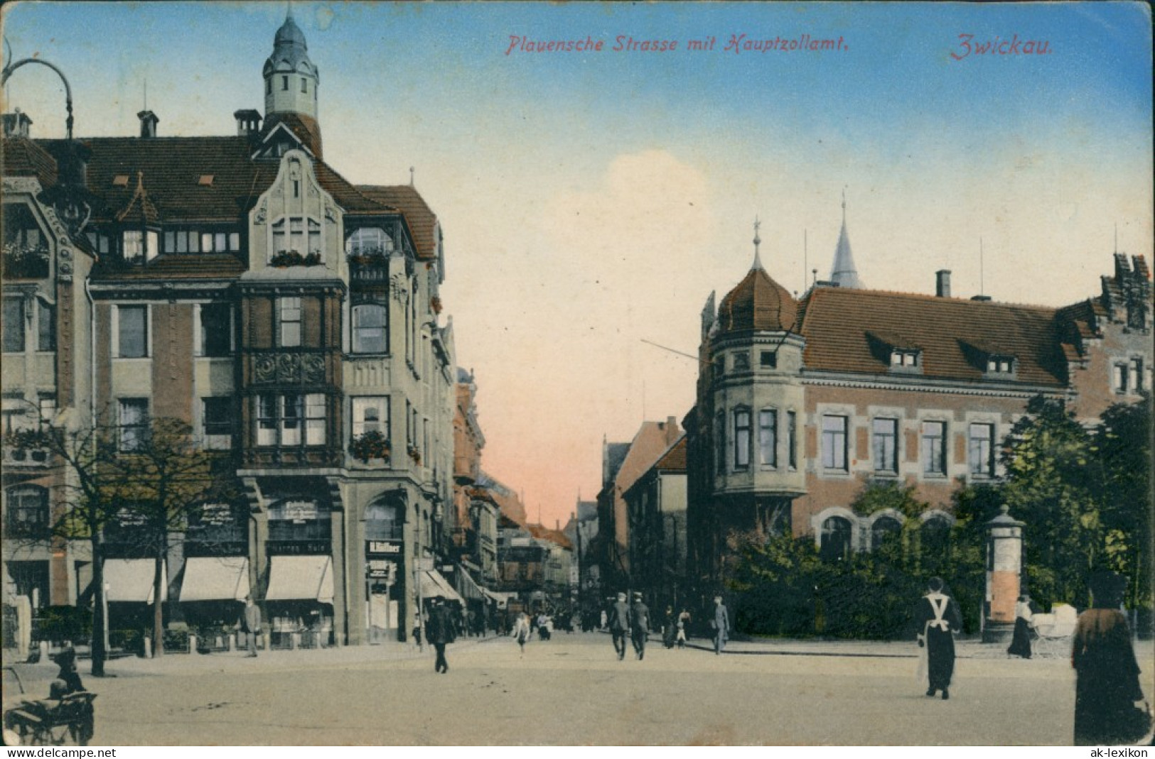 Ansichtskarte Zwickau Plauensche Strasse - Geschäfte 1917  - Zwickau