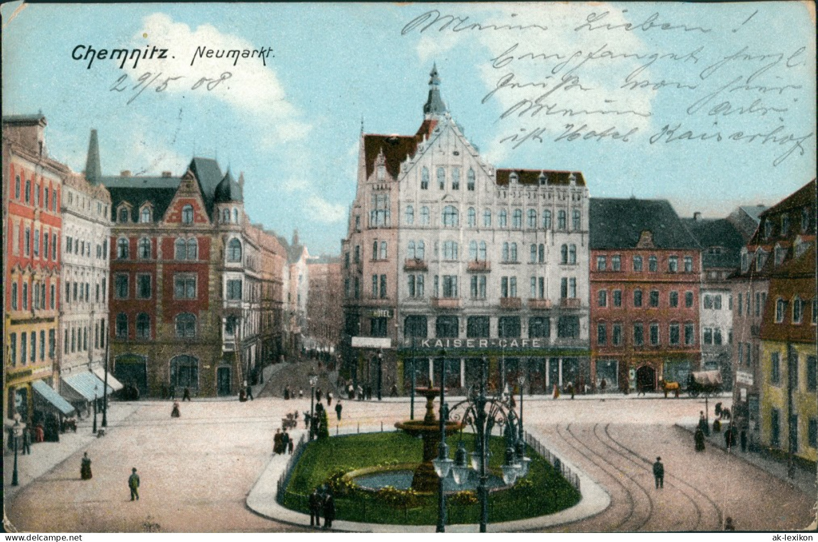 Ansichtskarte Chemnitz Kaiser Cafe, Neumarkt 1908  - Chemnitz