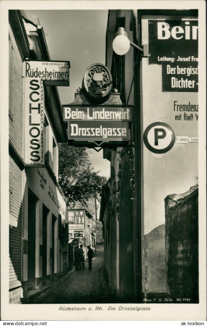 Ansichtskarte Rüdesheim (Rhein) Drosselgasse - Gaststätten 1929 - Ruedesheim A. Rh.