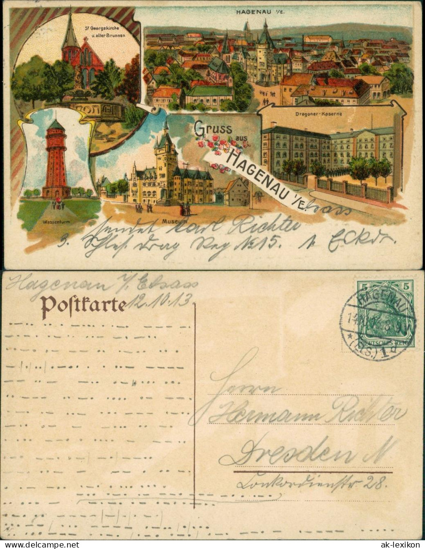 CPA Hagenau Haguenau Hàwenàu Litho AK: Kaserne, Wasserturm 1903 - Haguenau