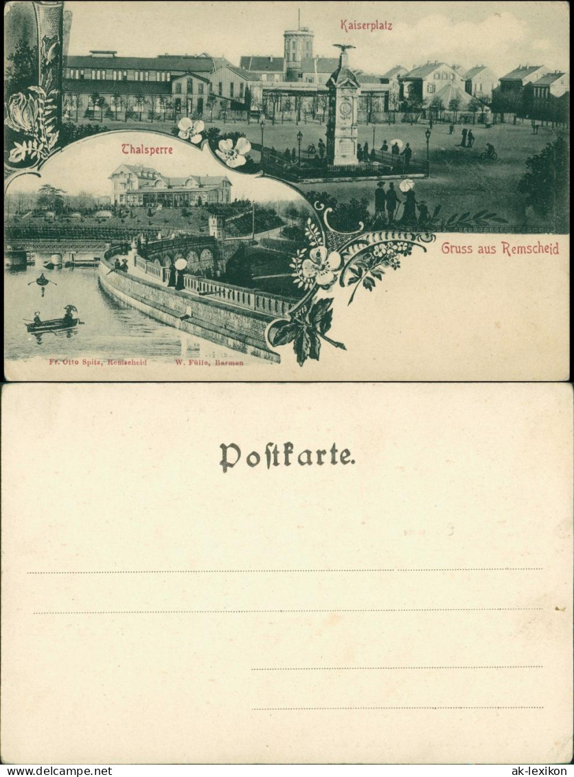 Ansichtskarte Remscheid 2 Bild: Kaiserplatz, Talsperre 1909 - Remscheid