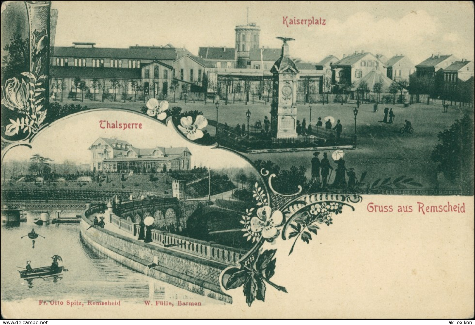 Ansichtskarte Remscheid 2 Bild: Kaiserplatz, Talsperre 1909 - Remscheid