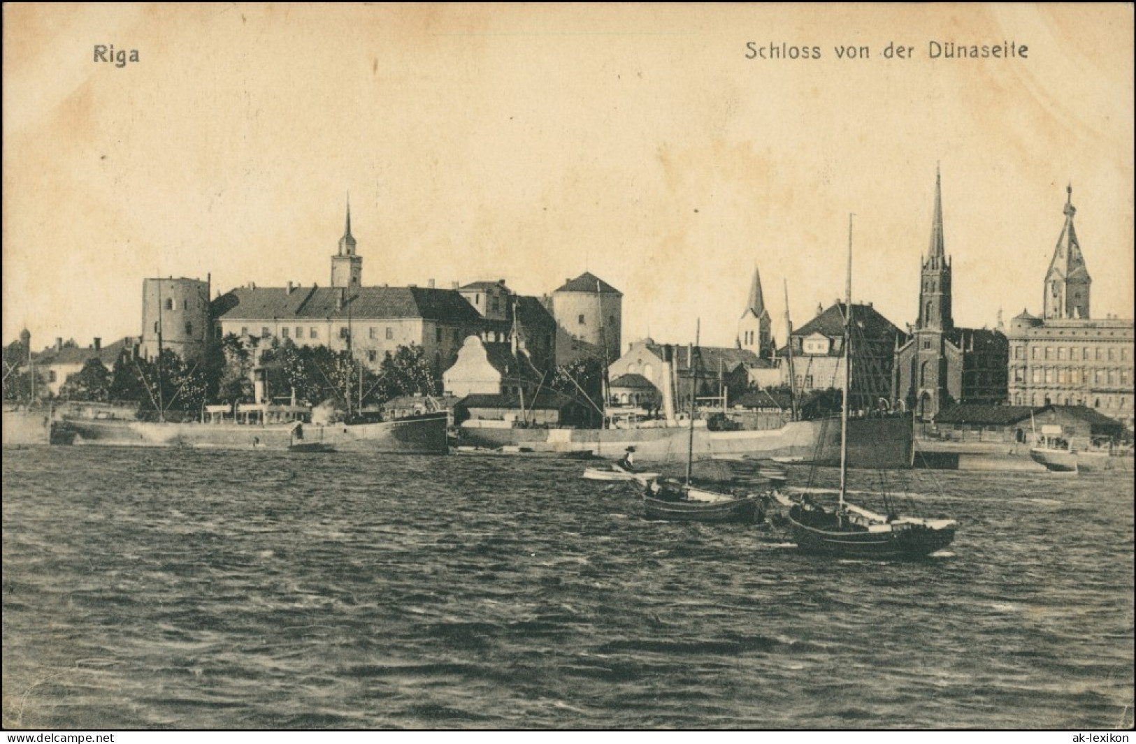 Postcard Riga Rīga Ри́га Schloß Und Hafen 1915  - Letonia