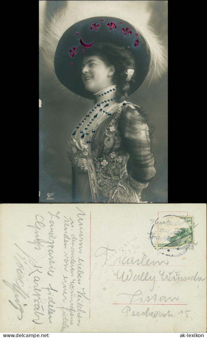 Ansichtskarte  Frauenporträt - Kleidung Mit Strassstein Aplikation 1909 - People