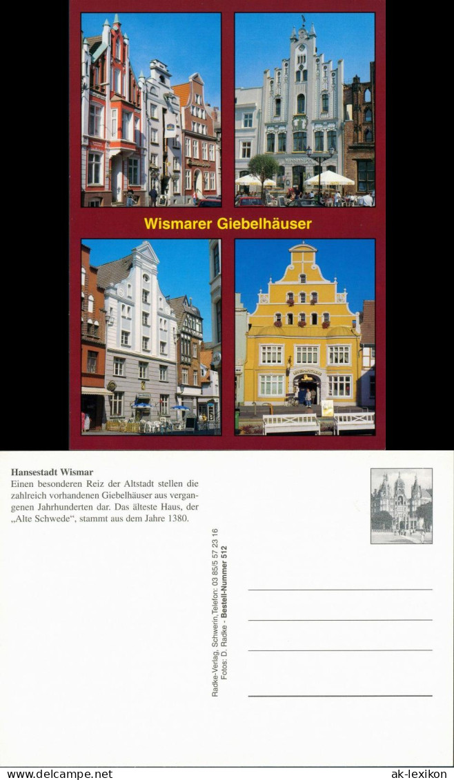 Wismar  Ostsee, Giebelhäuser, "Alter-Schwede" Mehrbildkarte 1998 - Wismar
