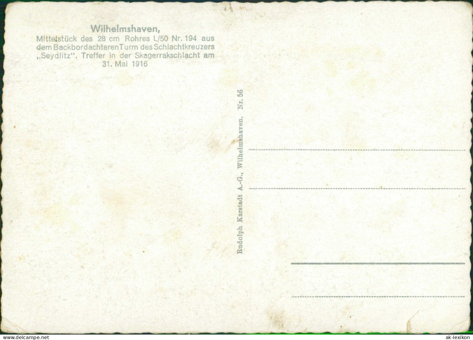 Wilhelmshaven Mittelstück Des Rohres Des Schlachtkreuzers Seydlitz 1932  - Wilhelmshaven