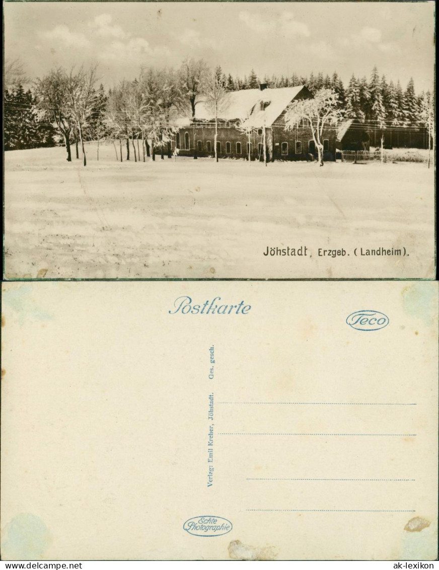 Ansichtskarte Jöhstadt (Erzgebirge) Winterpartie Am Landheim 1928  - Jöhstadt