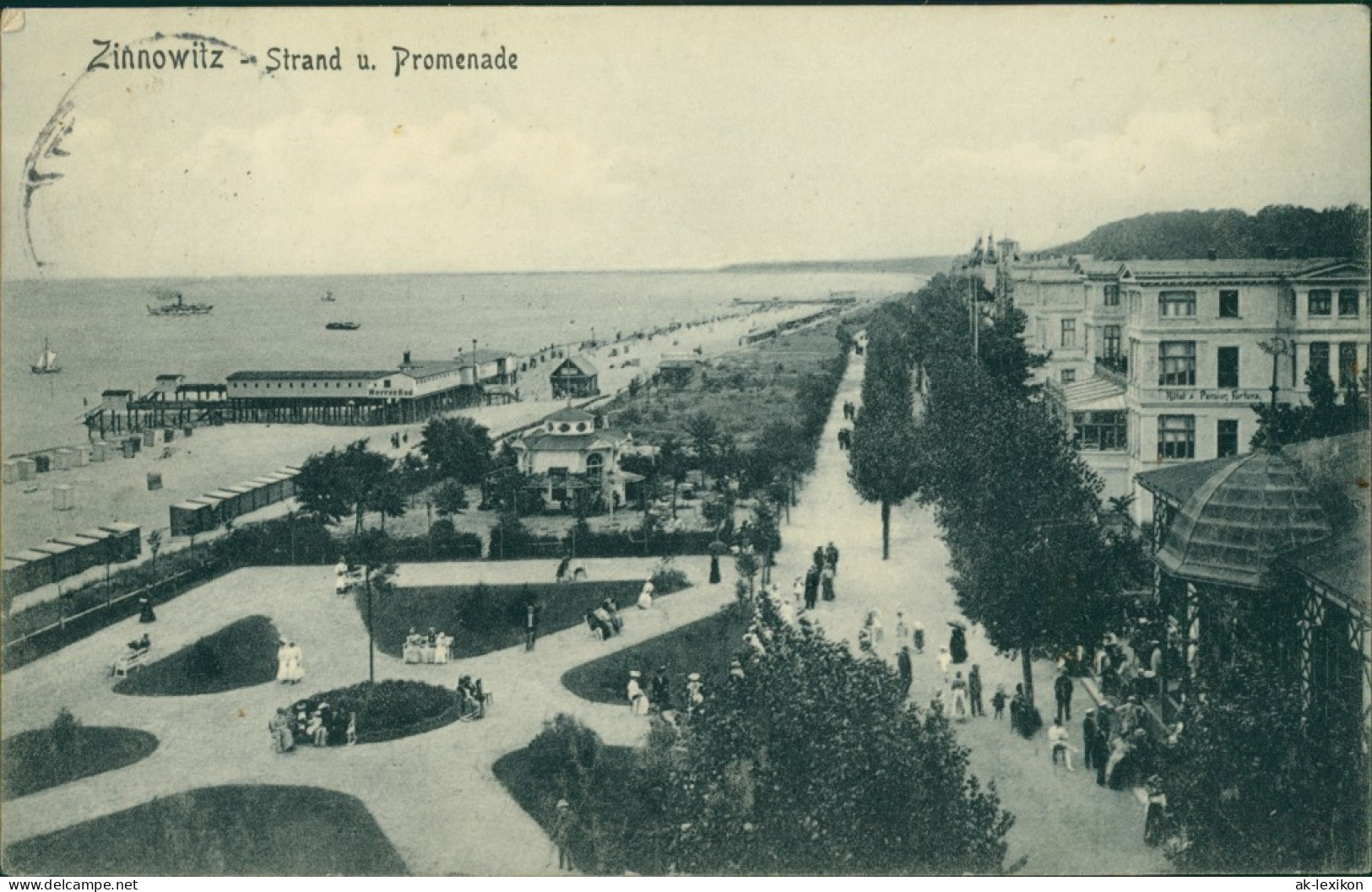 Ansichtskarte Zinnowitz Hotel Fortuna - Strand Und Promenade 1912  - Zinnowitz