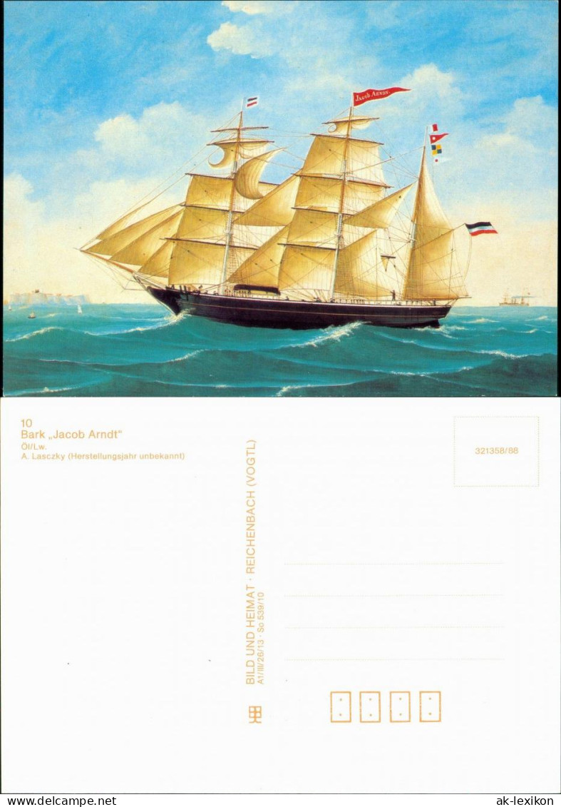 Ansichtskarte  Segelschiff Bark Jacob Arndt 1988 - Segelboote