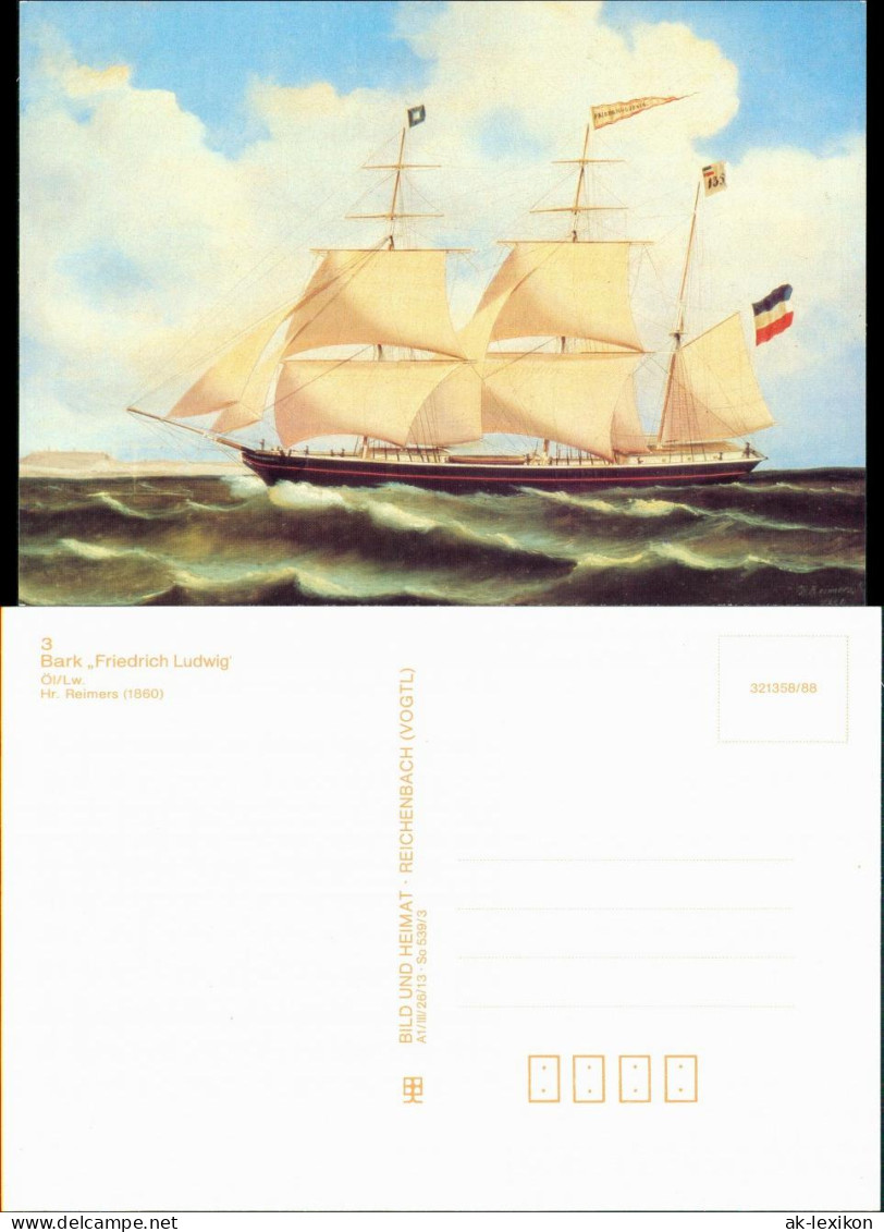 Ansichtskarte  Segelschiff: Bark Friedrich Ludwig 1988 - Segelboote