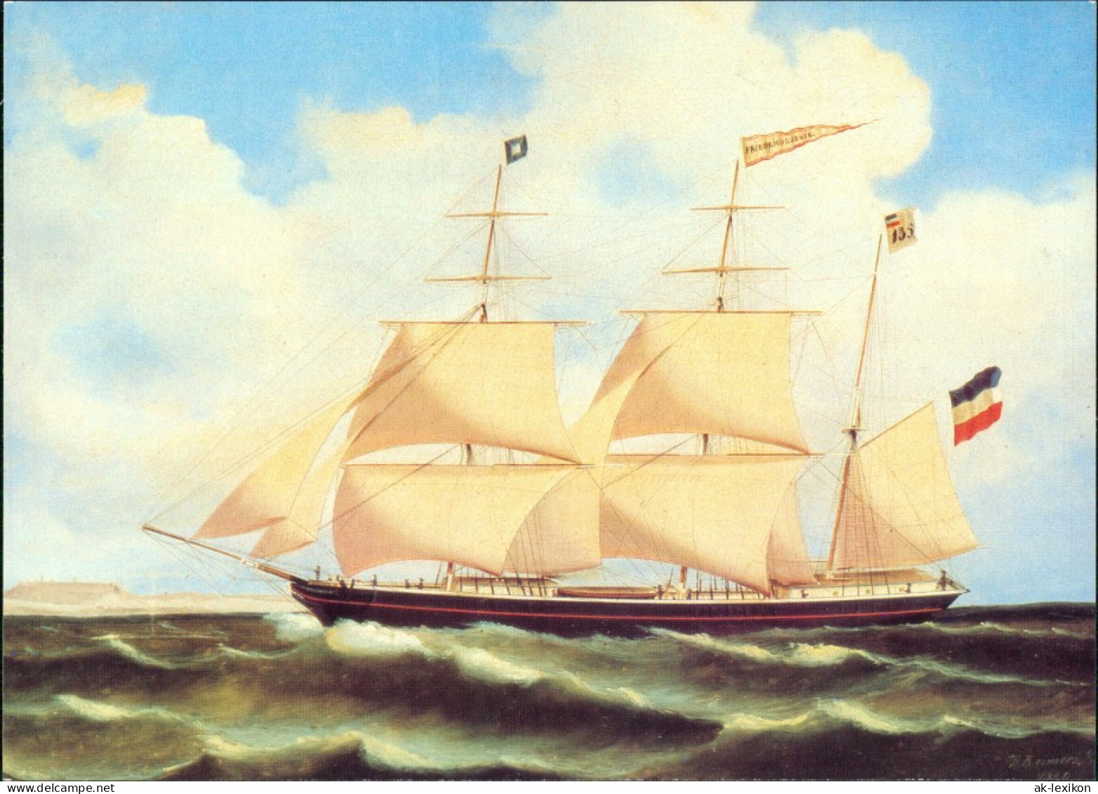 Ansichtskarte  Segelschiff: Bark Friedrich Ludwig 1988 - Segelboote