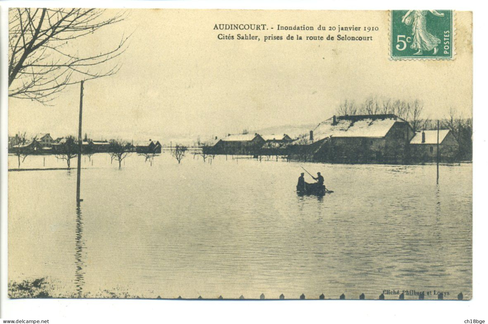 CPA 25 Doubs - AUDINCOURT - Inondations De 1910 - Cités Sahler, Prises De La Route De Seloncourt - Peu Commune - Montbéliard