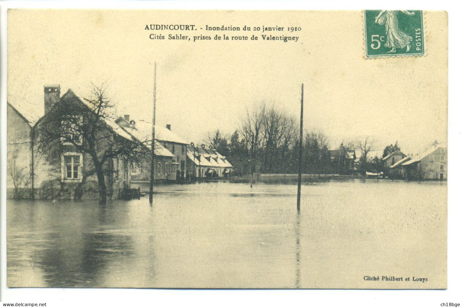 CPA 25 Doubs - AUDINCOURT - Inondations De 1910 - Cités Sahler, Prises De La Route De Valentigney - Peu Commune - Montbéliard