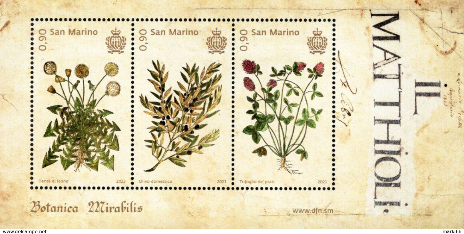 San Marino - 2023 - Botanica Mirabilis - Herbarium Of Andrea Mattioli - Mint Souvenir Sheet - Unused Stamps