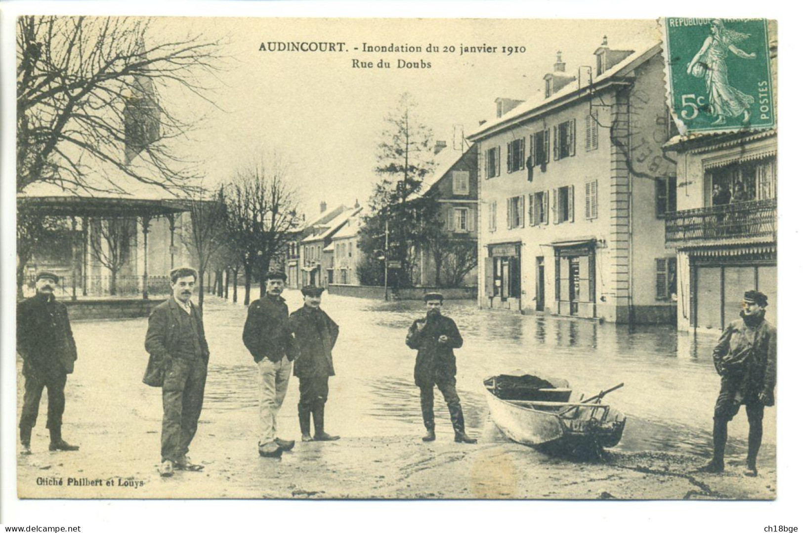 CPA 25 Doubs - AUDINCOURT - Inondations De 1910 - Rue Du Doubs - Animation - Peu Commune - Montbéliard