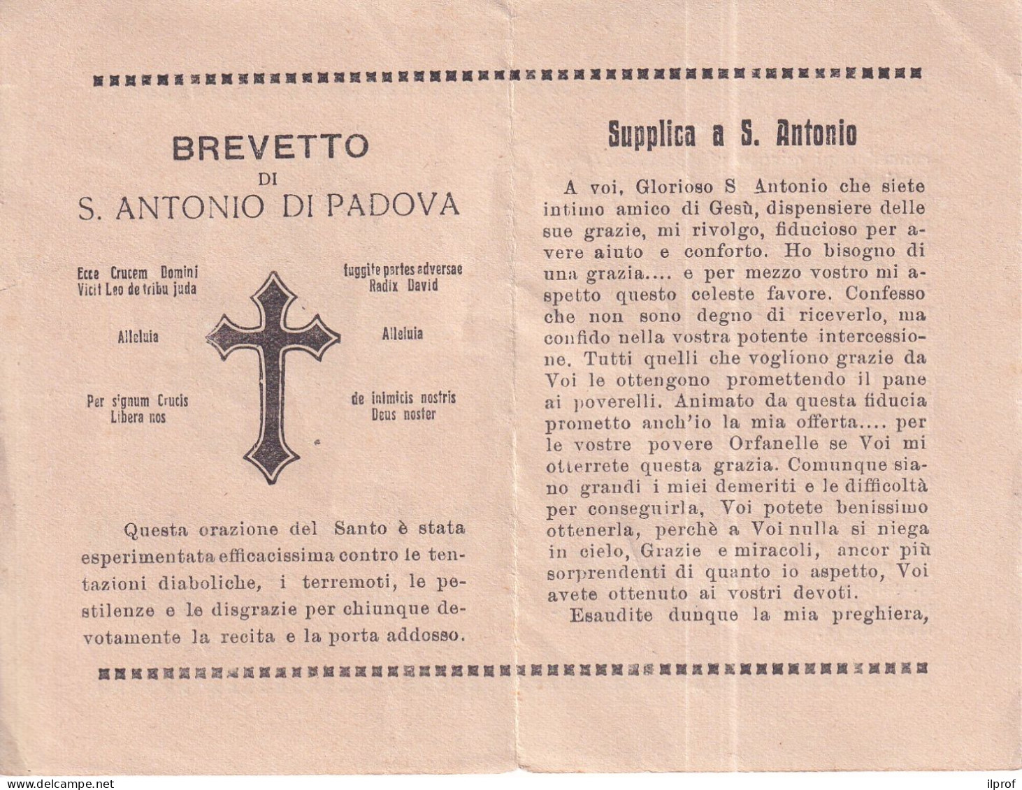 Sant'Antonio Di Padova - Supplica Anni '30i  -  Rif.S380 - Religion & Esotérisme