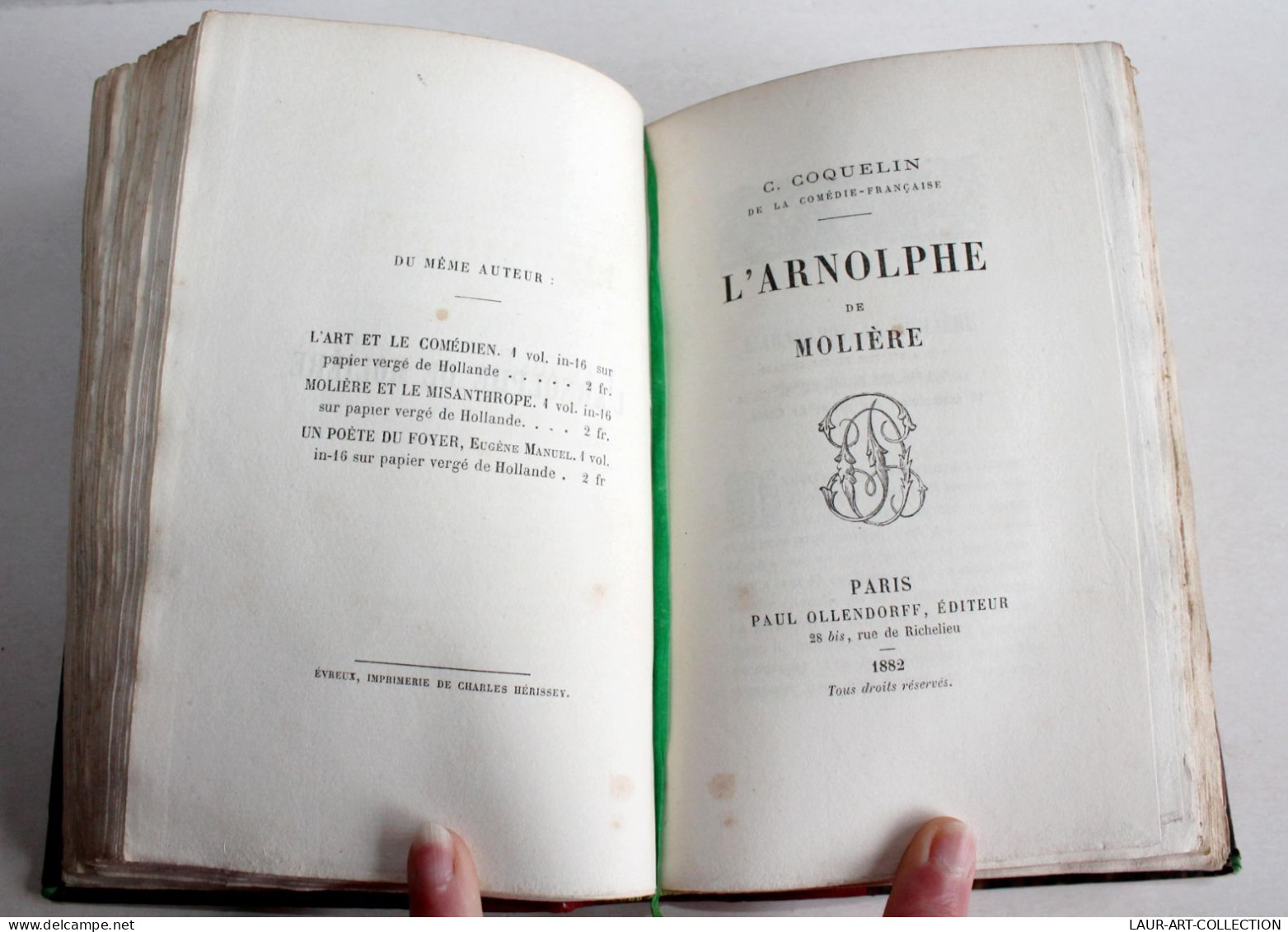 RARE EO ENVOI D'AUTEUR DEDICACE Par COQUELIN! TARTUFFE, ARNOLPHE, MOLIERE.. 5 VOLUME /1 1882 LIVRE XIXe SIECLE (2603.26) - Autographed