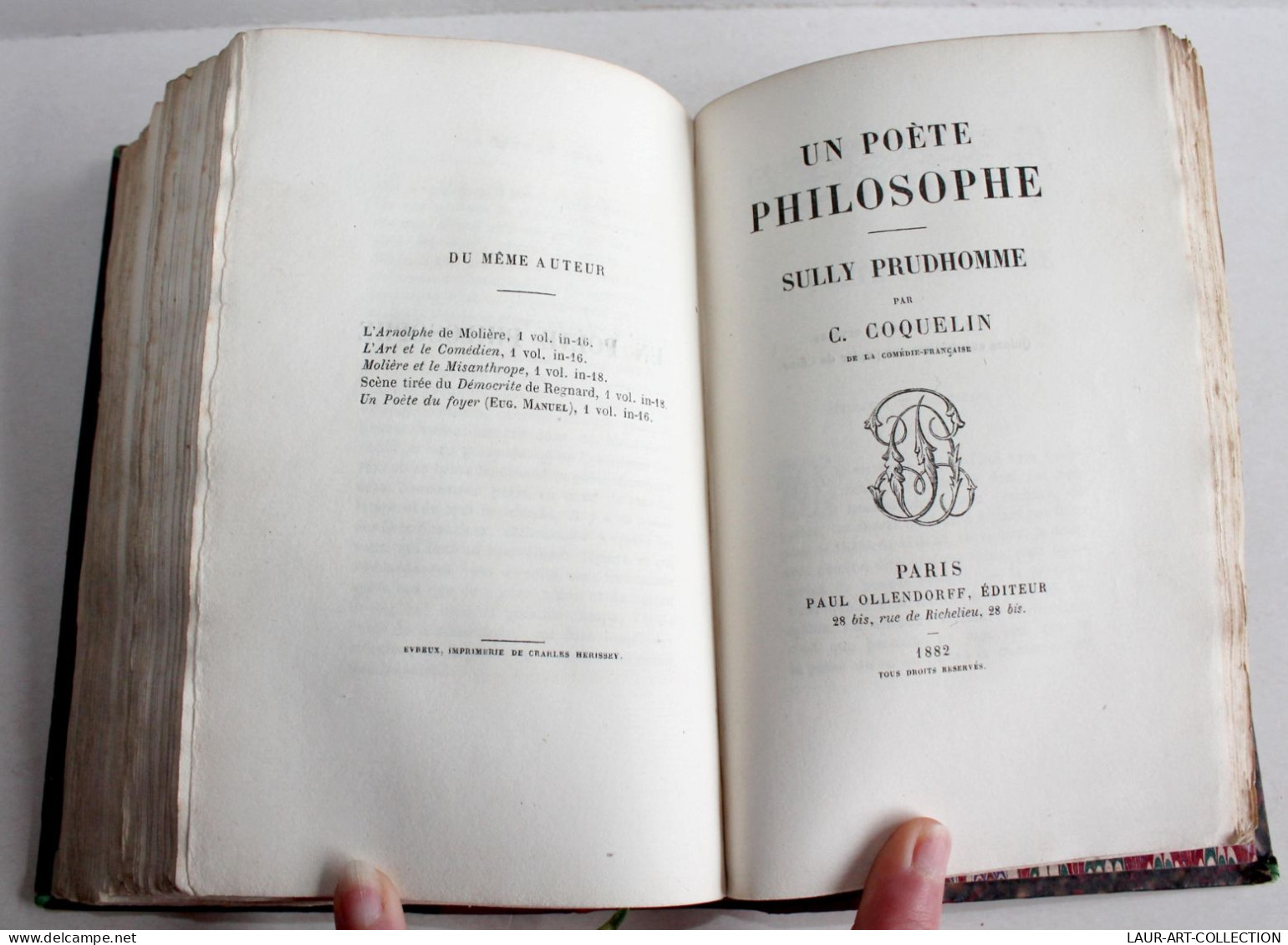 RARE EO ENVOI D'AUTEUR DEDICACE par COQUELIN! TARTUFFE, ARNOLPHE, MOLIERE.. 5 VOLUME /1 1882 LIVRE XIXe SIECLE (2603.26)