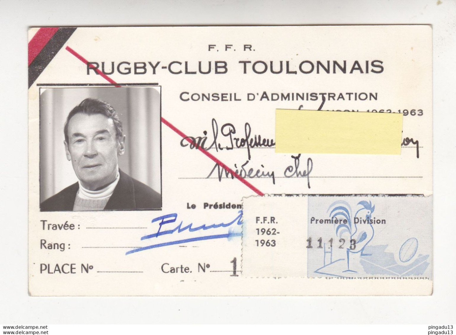 Au Plus Rapide FFR Fédération Française Rugby Carte Conseil Administration Rugby Club Toulonnais RCT Toulon - Rugby