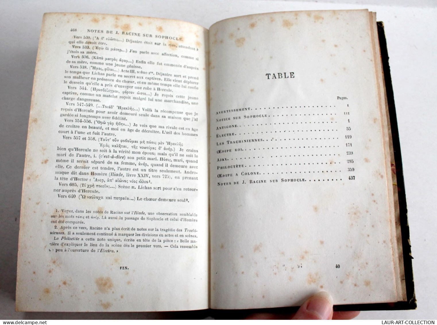 THEATRE DE SOPHOCLE, TRADUCTION NOUVELLE + NOTES DE RACINE Par PESSONNEAUX 1877 / ANCIEN LIVRE XIXe SIECLE (2603.28) - Französische Autoren