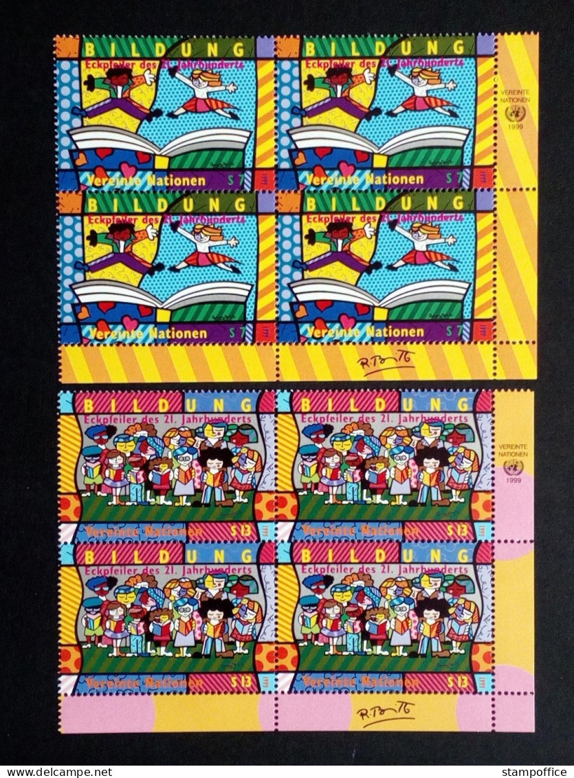 UNO WIEN MI-NR. 300-301 POSTFRISCH(MINT) 4er BLOCK BILDUNG ROMERO BRITTO 1999 - Nuovi