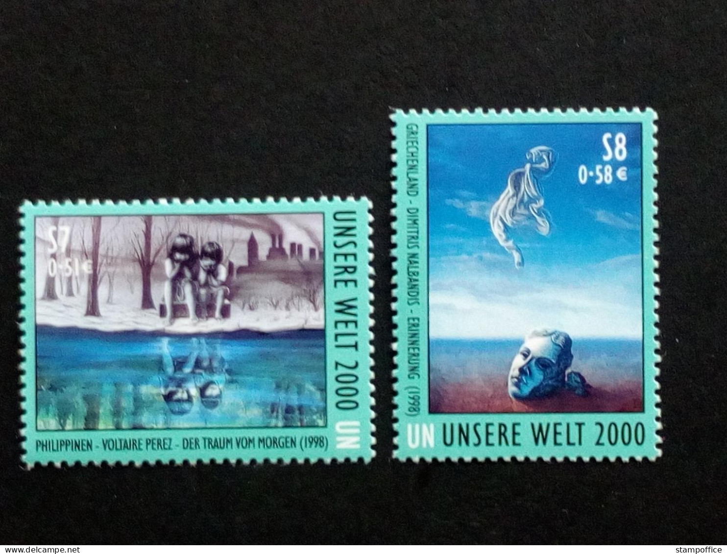 UNO WIEN 307-308 POSTFRISCH(MINT) GEMÄLDEAUSTELLUNG UNSERE WELT 2000 - Modernos