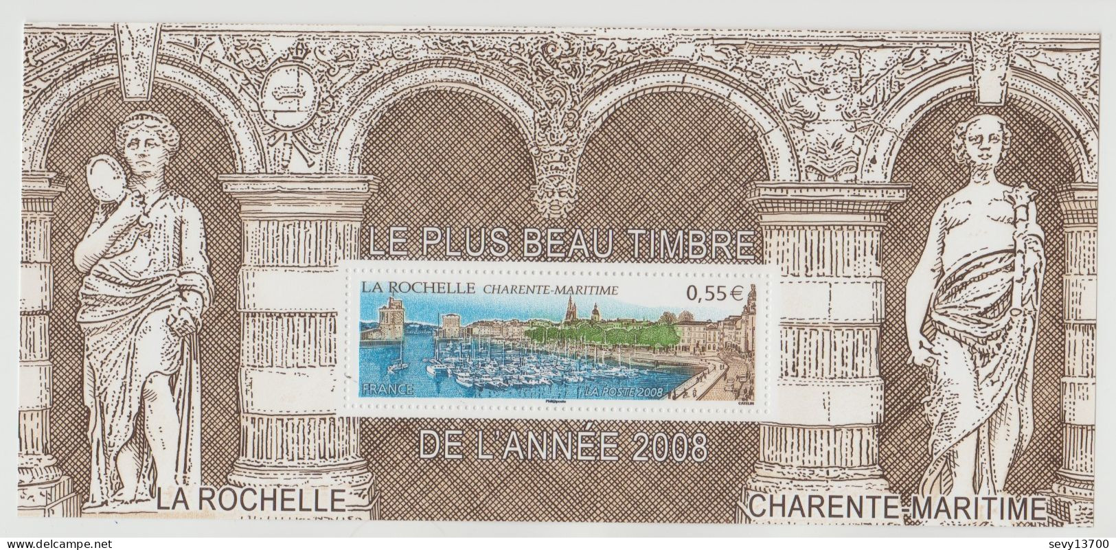 France 2009 Bloc Souvenir N°44 LA ROCHELLE Le Plus Beau Timbre Année 2008 Vieux Port - Souvenir Blocks & Sheetlets