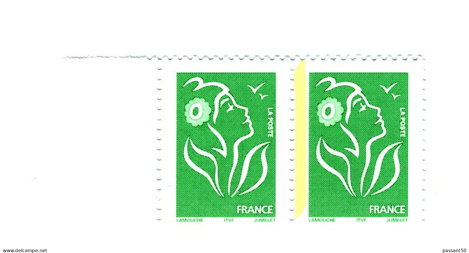 Lamouche TVP Vert ITVF Type II YT 3733c + D Paire Sans Phospho Ten. à Bande Gauche. Cote YT > 102 € Maury 3715IIf : 95 € - Unused Stamps