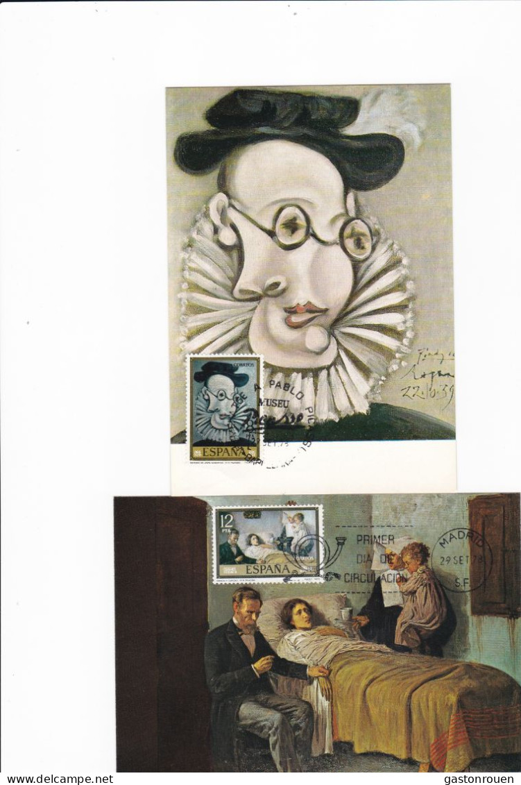 Carte Maximum Espagne Espana 1978 8 Cartes Peinture Painting Picasso - Cartes Maximum