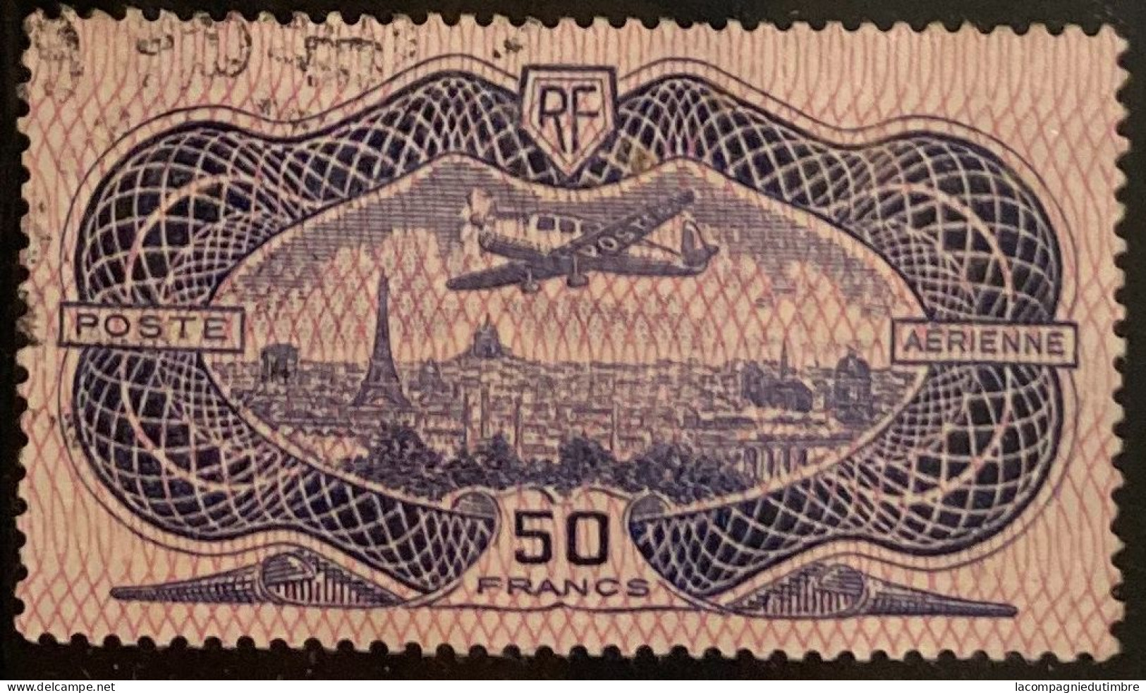 France Poste Aérienne Burelé YT N° 15 Oblitéré. TB - 1927-1959 Oblitérés