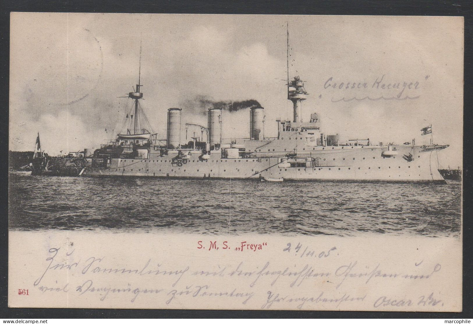 SMS "FREYA" - KAISERLICHE DEUTSCHE MARINE - KREUZER  /1905 AK GELAUFEN / 2 BILDER (ref CP1125) - Oorlog