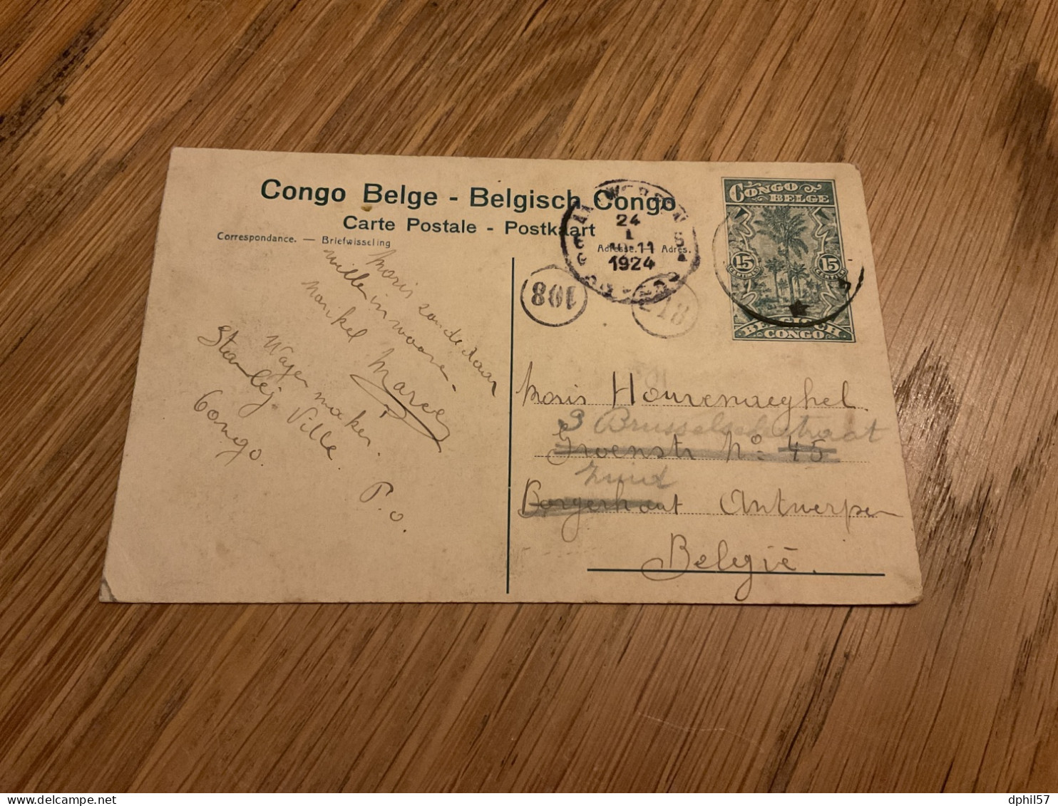 Congo Belge : Carte Illustrée N°93 Type 61 Banzyville + Timbre N°89 (cachet De Boma 1924) - Postwaardestukken
