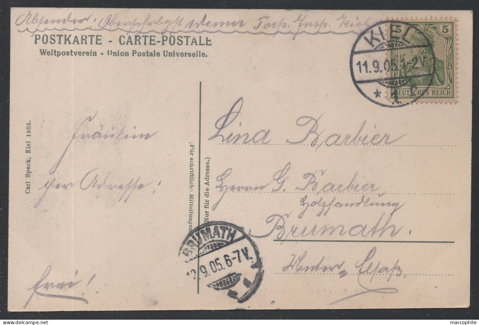 SMS "SCHWABEN" - KAISERLICHE DEUTSCHE MARINE - LINER /1905 AK GELAUFEN / 2 BILDER (ref CP1126) - Oorlog
