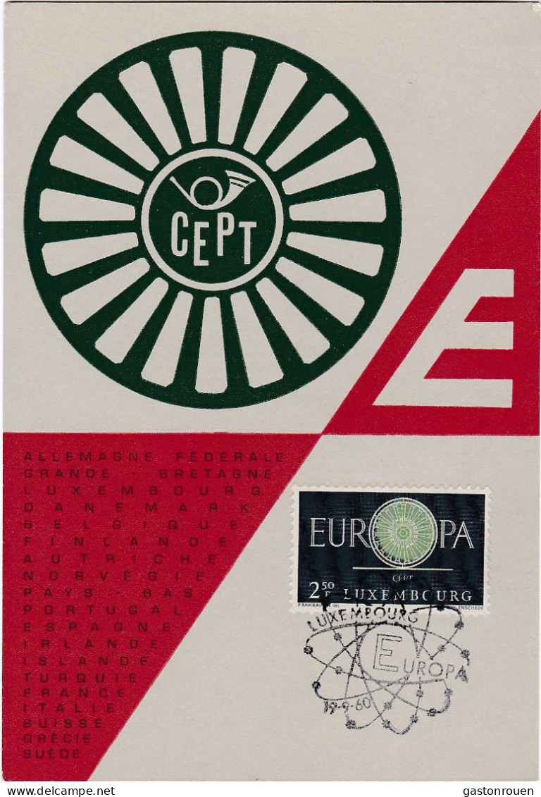 Carte Maximum Luxembourg 1960 Europa - Tarjetas Máxima