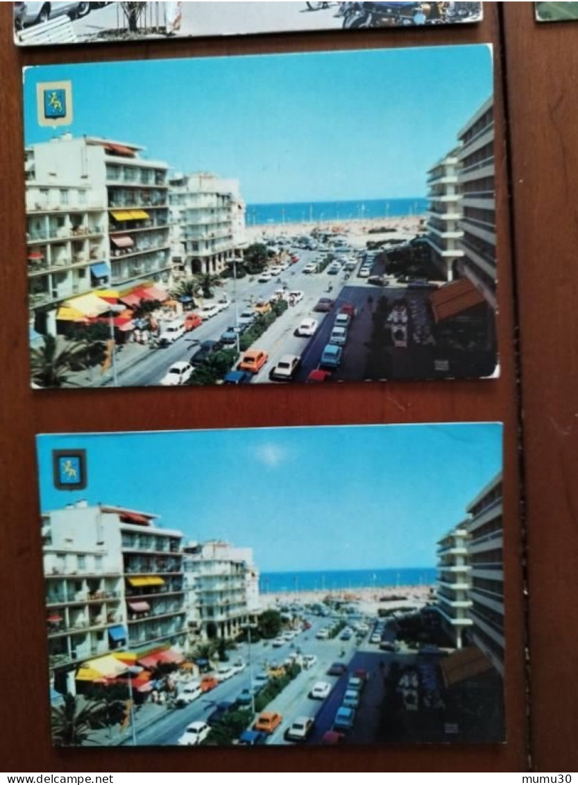 Lot 22 cartes de Canet Plage toutes avec voitures automobile 2CV Renault 16 Peugeot Opel  petit train etc