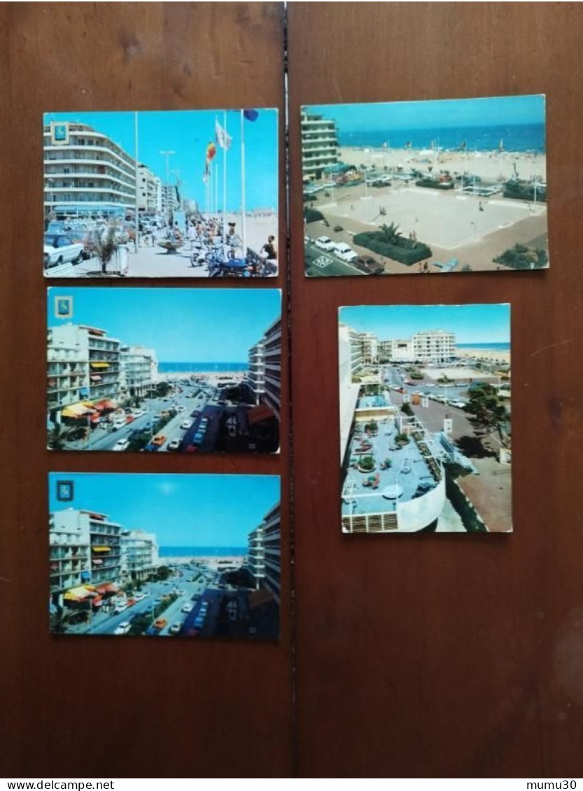 Lot 22 cartes de Canet Plage toutes avec voitures automobile 2CV Renault 16 Peugeot Opel  petit train etc