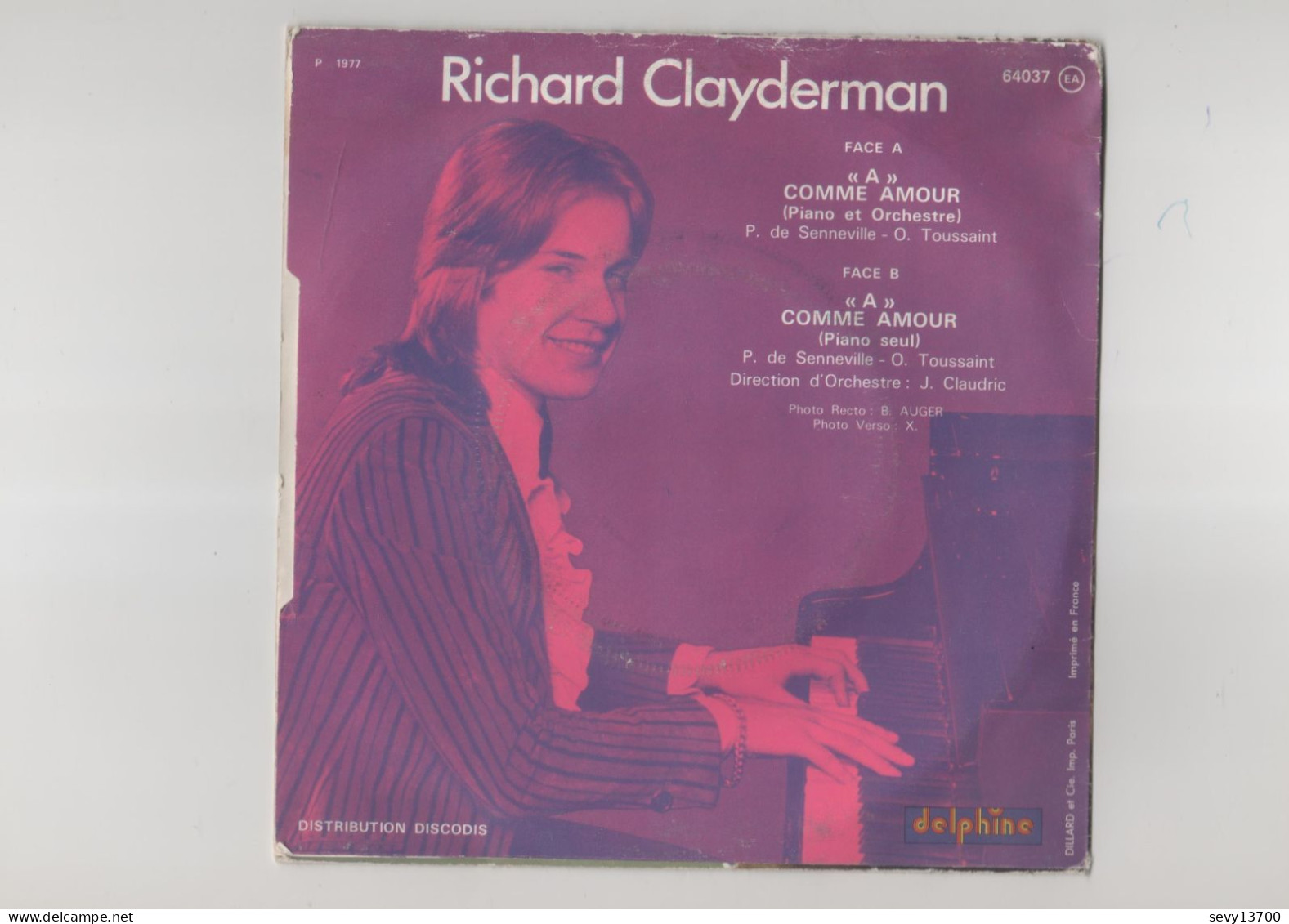 Vinyle 45 Tours Richard CLAYDERMAN - A Comme Amour - Année 1977 - Autres - Musique Française