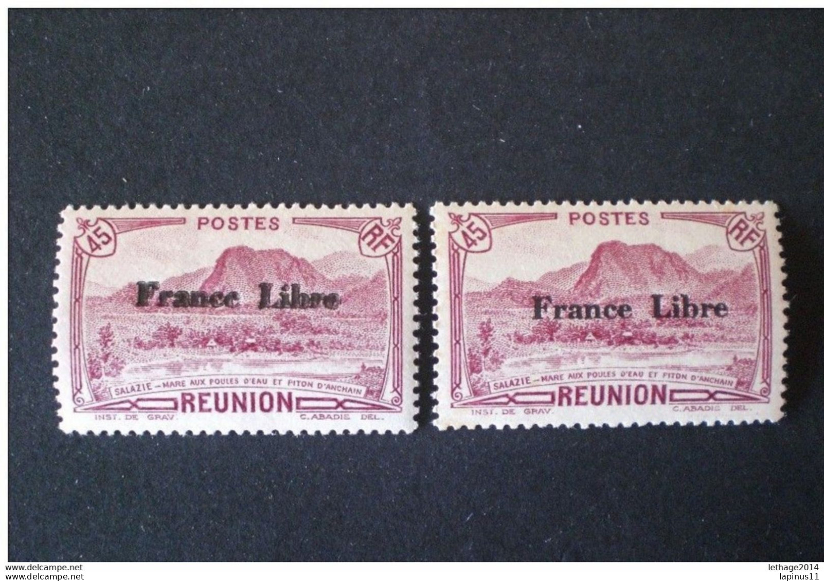 REUNION ISLAND 1943 TIMBRES 1933-1943 SURCHARGES FRANCE LIBRE MNH ERROR DOUBLE SURCHARGES !! - Ungebraucht