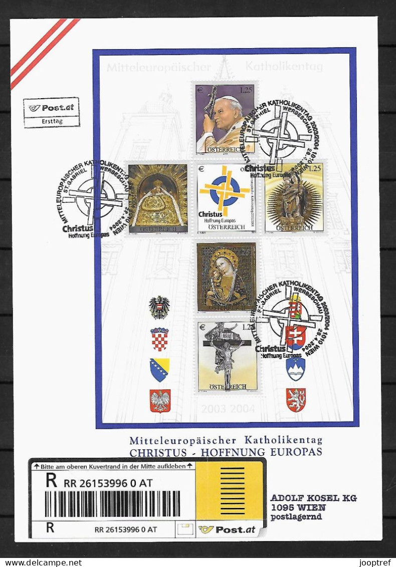 2004 Joint/Gemeinschaftsausgabe Austria And Hungary, FDC AUSTRIA WITH BLOCK: Catholic Day - Gemeinschaftsausgaben