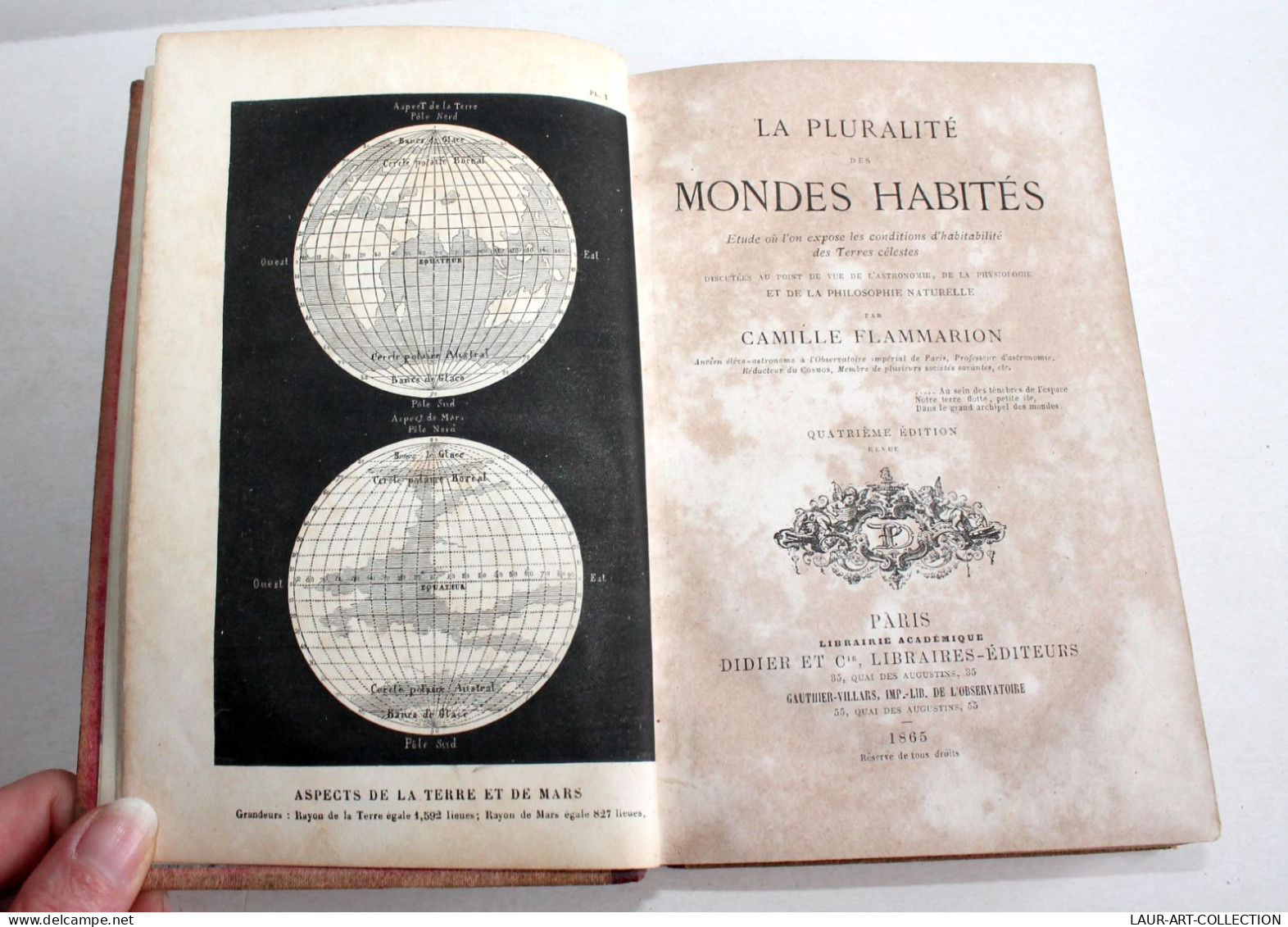 LA PLURALITÉ DES MONDES HABITÉS, ETUDE TERRES CÉLESTE De FLAMMARION 1865 SCIENCE / ANCIEN LIVRE XIXe SIECLE (2603.47) - Astronomie