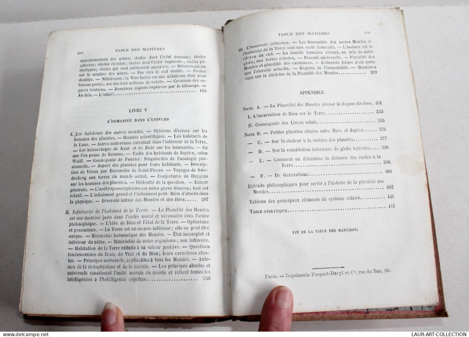 LA PLURALITÉ DES MONDES HABITÉS, ETUDE TERRES CÉLESTE de FLAMMARION 1865 SCIENCE / ANCIEN LIVRE XIXe SIECLE (2603.47)