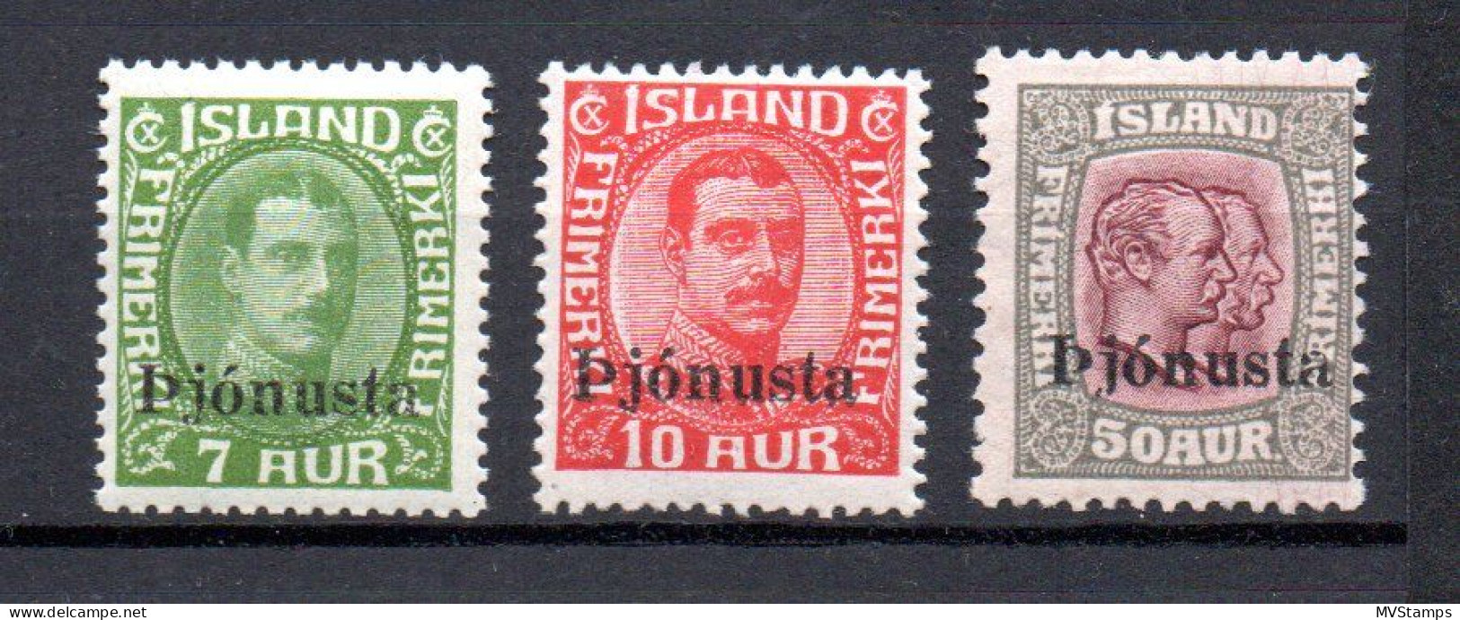 Island 1936 Satz D 63/65 Dienstmarken Mit Aufdruck Ungebraucht/MLH - Dienstmarken