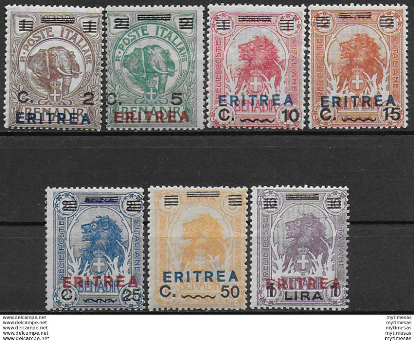 1924 Eritrea Elefante E Leone 7v. MNH Sassone N. 80/86 - Other & Unclassified