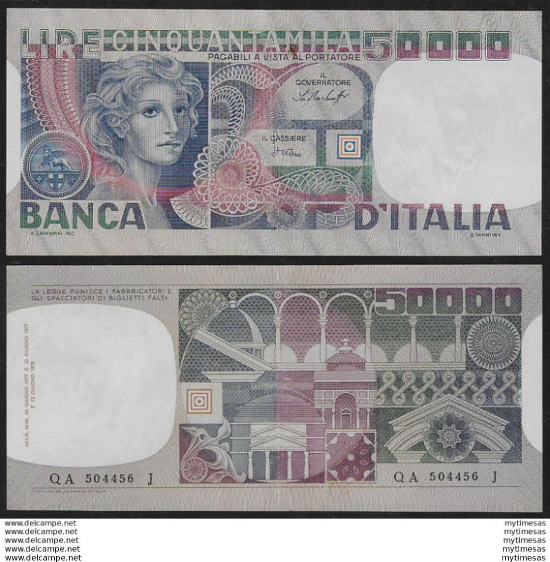 1978 Italia Lire 50.000 Volto Donna FDS Rif BI 896 - Andere & Zonder Classificatie