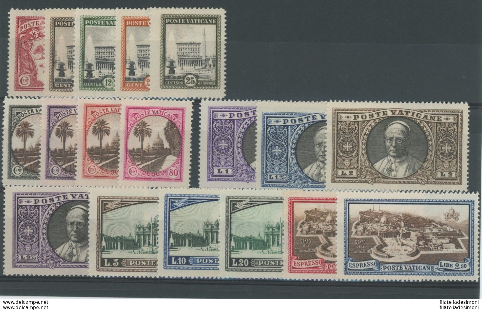 1933 Vaticano, Serie Completa, Giardini E Medaglioni, 18 Valori, N. 19/34 + Exp 3/4,MNH** - Autres & Non Classés